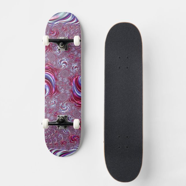Skateboard Vibrante y brillante Groovy Trippy Espiral de arte (Anverso)