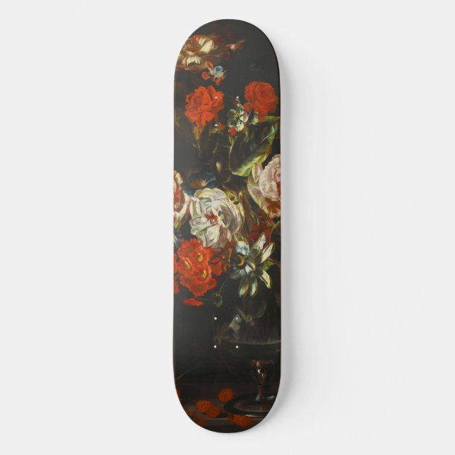 Skateboard Vida residual vintage con flores (Anverso)