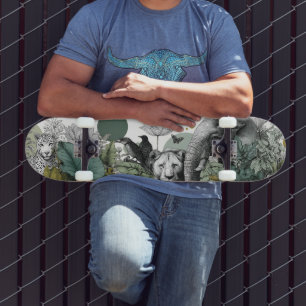 Skateboard Vida silvestre vintage y arte de grabado de Safari