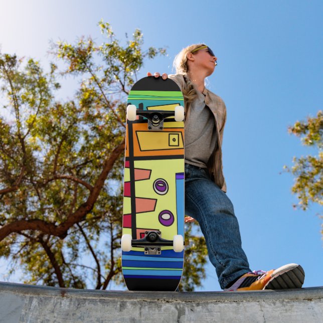 Skateboard Vida submarina naranja amarillo azul verde  (Exterior 1)