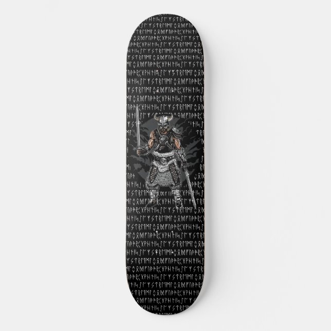 Skateboard Viking ejecuta espadas de guerrero (Anverso)