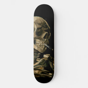 Skateboard Vincent van Gogh - Calavera con cigarrillo en llam