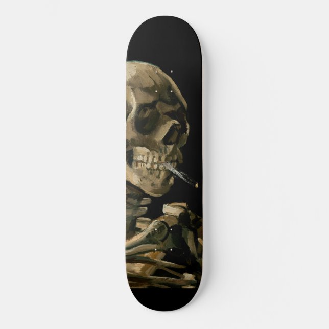 Skateboard Vincent van Gogh - Calavera con cigarrillo en llam (Anverso)