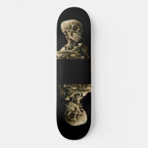 Skateboard Vincent van Gogh - Calavera con cigarrillo en llam