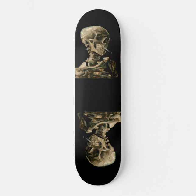 Skateboard Vincent van Gogh - Calavera con cigarrillo en llam (Anverso)