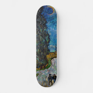 Skateboard Vincent van Gogh - Camino con ciprés y estrella