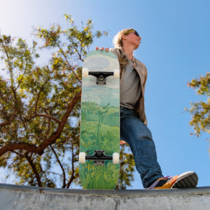 Skateboard Vincent Van Gogh pintando Campo de trigo verde 