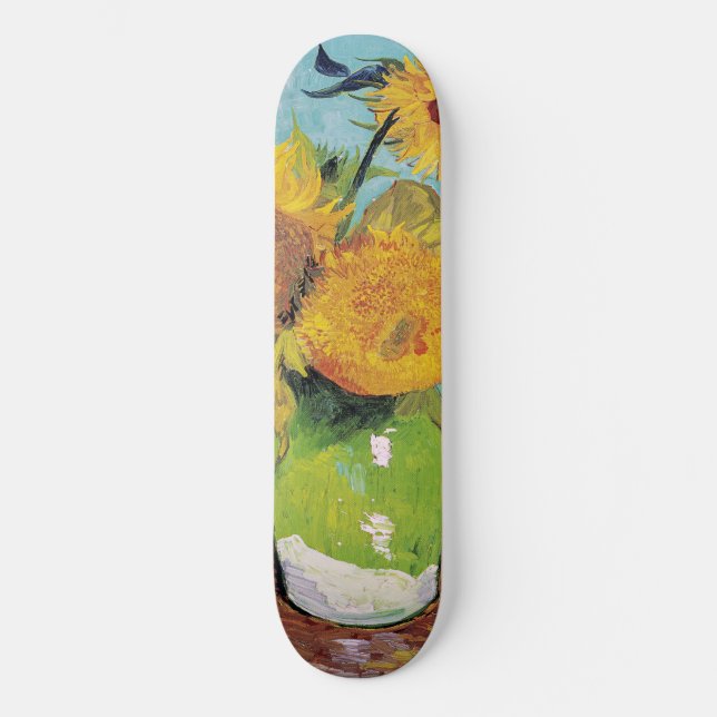 Skateboard Vincent Van Gogh - Tres girasoles en una caja (Anverso)