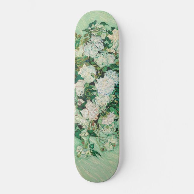 Skateboard Vincent van Gogh Vase con Galería de rosas rosadas (Anverso)