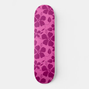 SKATEBOARD VINO TINTO BURGUNDY CON ESTAMPADO HAWAIANO DE HULA