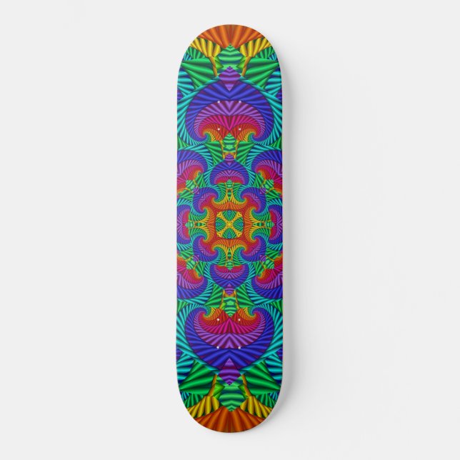 Skateboard Vintage arcoiris Psicodélico Fractal Kaleidoscope (Anverso)
