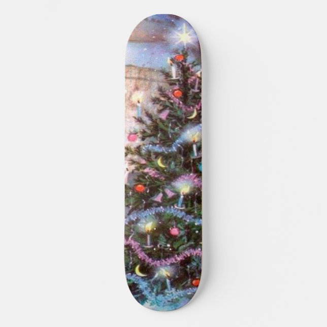 Skateboard Vintage de árbol de Navidad (Anverso)