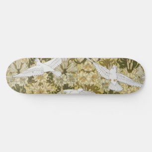 Skateboard Vintage Estampado Floral Verde Salvia Paloma y Lir