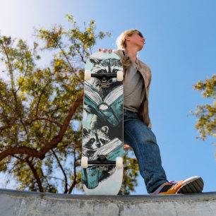 Skateboard Vintage Raccoon Readers Club