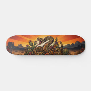Skateboard Vintage Retro Serpiente de Cascabel del Desierto y