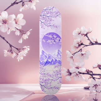 Skateboard Violeta Púrpura Japonesa Asiática Cerezo Blossom L