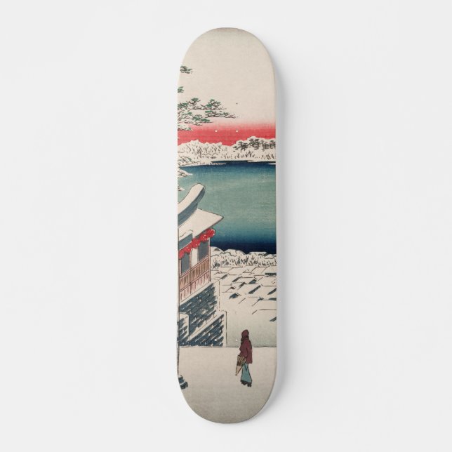 Skateboard Vista de nieve en la cima de una colina: arte japo (Anverso )
