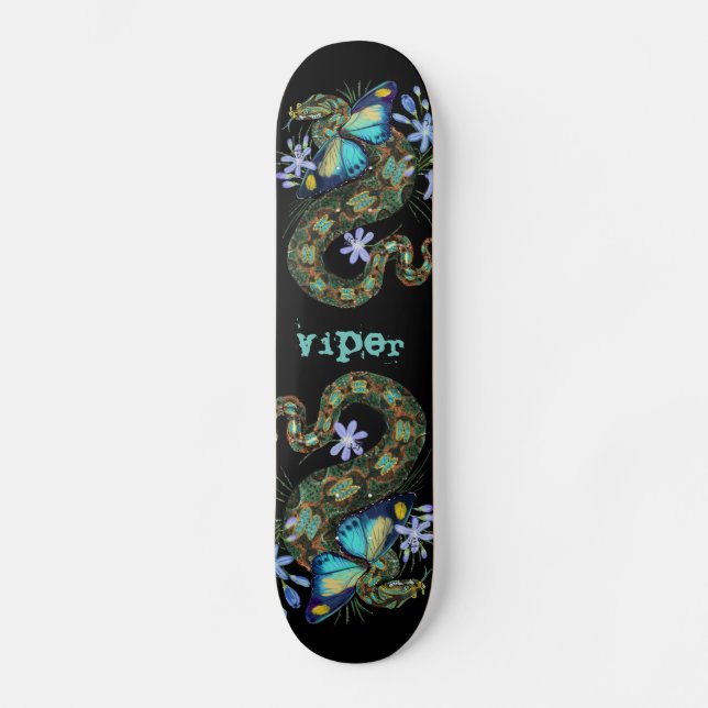 Skateboard Vitro de mariposa Bitis Nasicornis (Anverso)