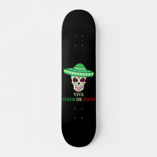 Skateboard VIVA CINCO DE MAYO fiesta de cráneo divertido idea
