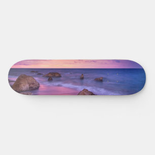 Skateboard Vivid Calm Sea Sunset over Beach