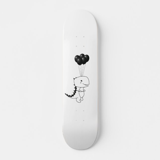 Skateboard Volando T-Rex con globos negros (Anverso )