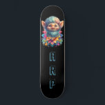 Skateboard *~* Volante de barba AP89 Neon Rainbow Inicials Fl<br><div class="desc">(Código de búsqueda AP89 para elementos Troll y AP88 para elementos de temas medievales) Transferir fácilmente a otros productos Zazzle. Skateboard de fondo NEGRO. Los colores brillantes y tan felices del NÓNICO Arcoiris simplemente emiten las imágenes TROLL y LETRAS. Personalizar / Personaliza tus INICIALES / MONOGRAM. Whimsical Cute divertido Long...</div>