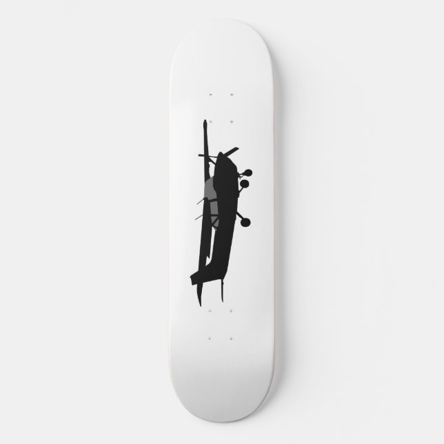 Skateboard Volante de silueta negra Cessna Classic de Aircraf (Anverso)