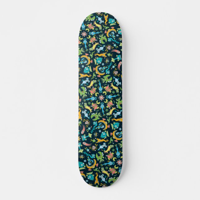 Skateboard Vorácidos animales marinos en un diseño de patrón  (Anverso )