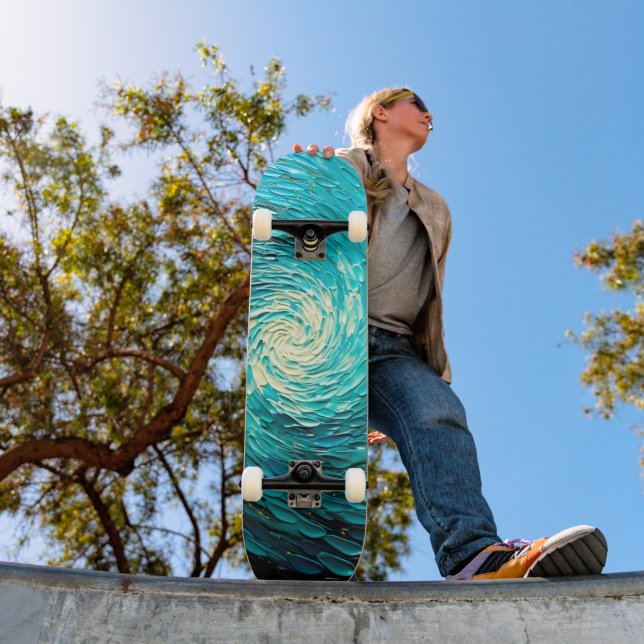 Skateboard Vórtice abstracto de océano turquesa (Exterior 1)