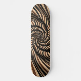 Skateboard Vórtice en espiral a rayas marrones - Ilusión ópti