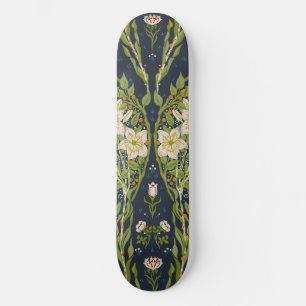 Skateboard Walter Crane Vintage Navy Patrón de Lirio Blanco