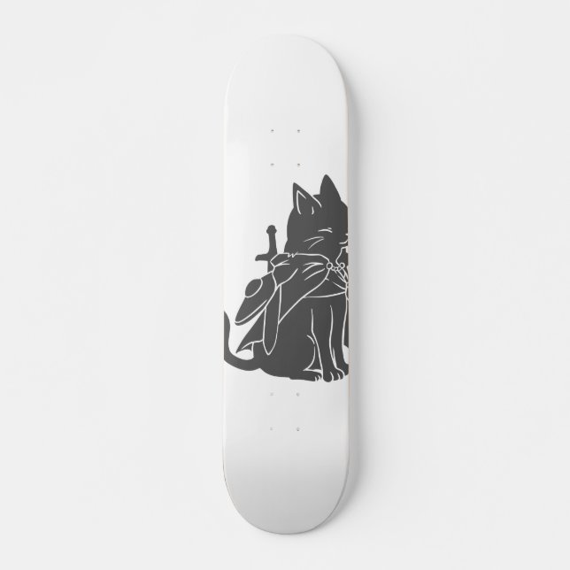 Skateboard Warrior cat silhouette - Choose background color (Anverso )