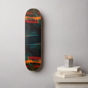 Skateboard Water Orange Red Blue Modern Abstract Art Pattern
