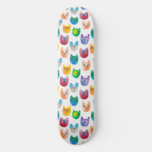 Skateboard Watercolor cats and friends