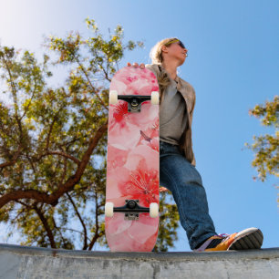 Skateboard Watercolor Cherry Blossom