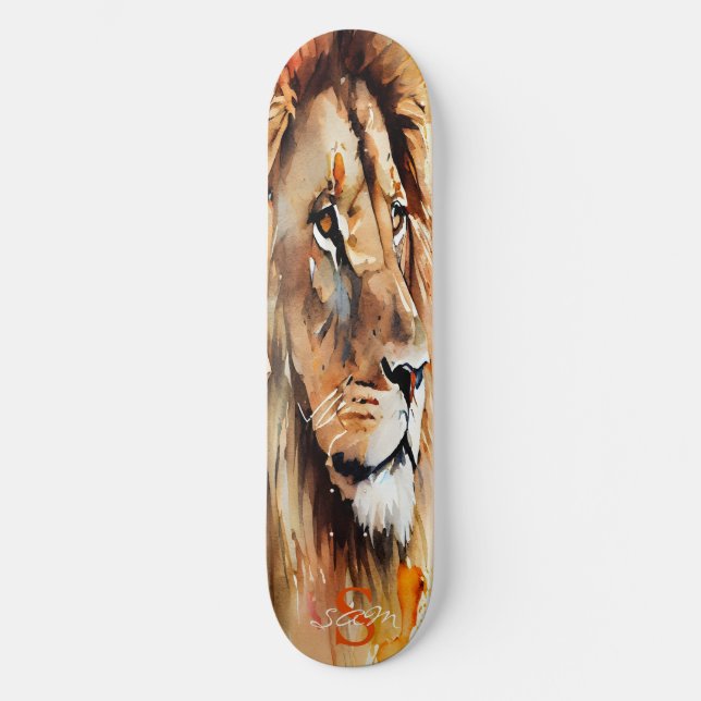 skateboard Watercolor Golden Lion King (Anverso)