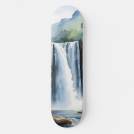 Skateboard Watercolor painted waterfall