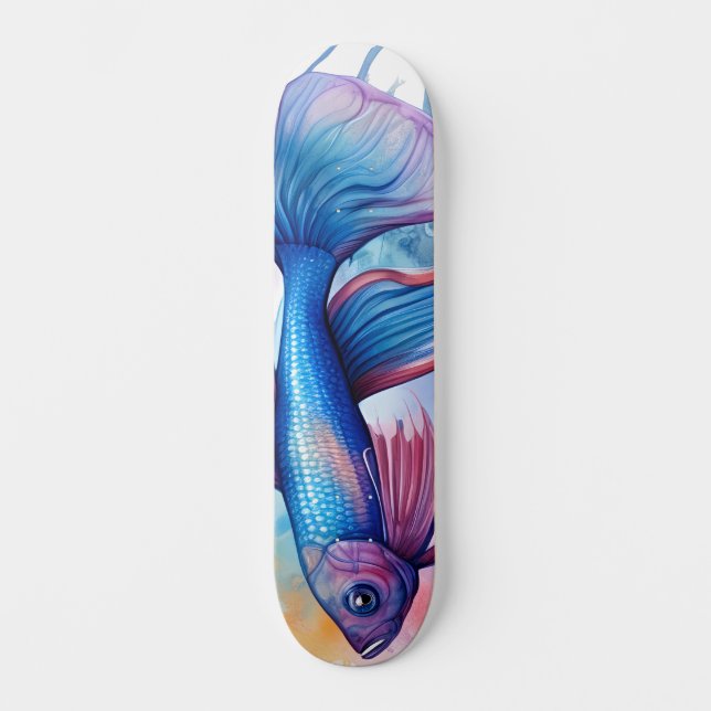 Skateboard Watercolor Series: Betta Fish (Anverso)