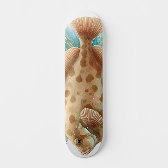 Skateboard Watercolor Series: Flounder/Flatfish (Anverso)