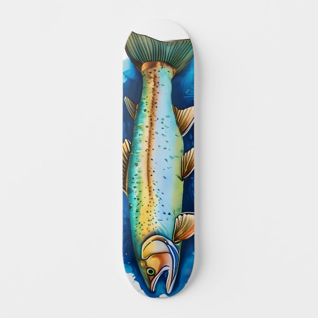 Skateboard Watercolor Series: Trout/Salmon (Anverso)