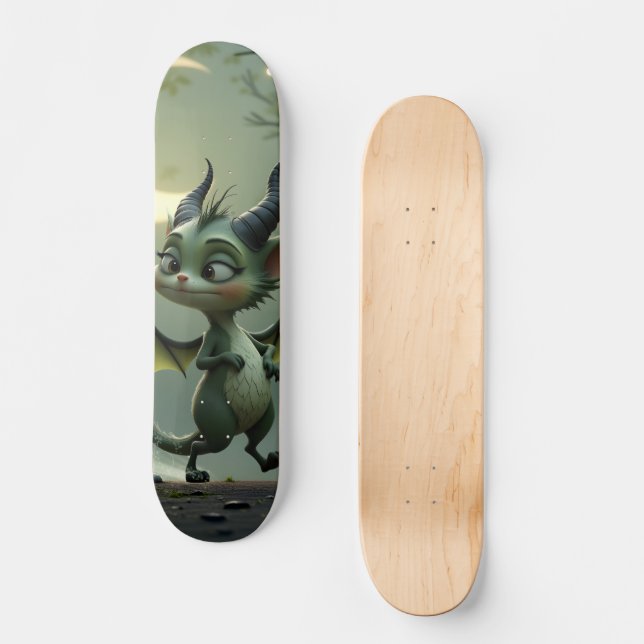 Skateboard Where moonbeams dance, little mischief awakens.  (Anverso)