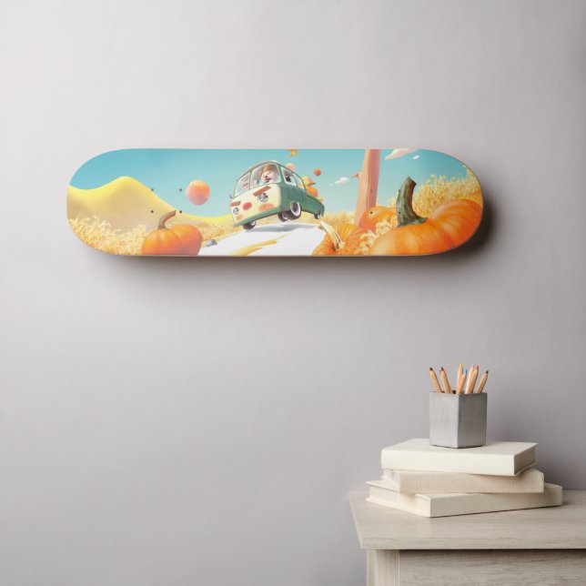 Skateboard Whimsical Pumpkin Ride (Arte de pared (horz))