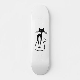 Skateboard Whimsical Skinny Black Cat