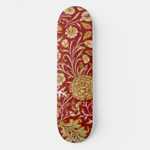 Skateboard William Morris Cherwell Patrón floral Rojo