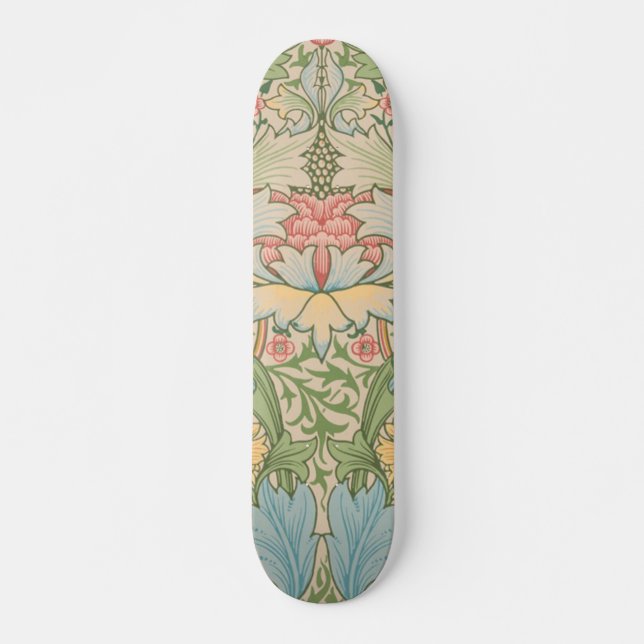 Skateboard William Morris Flor Floral Botánica Myrtle (Anverso )