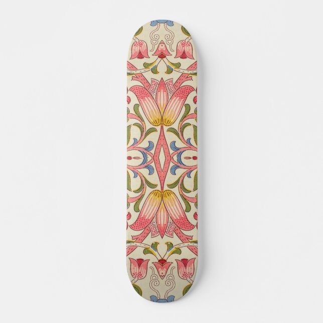 Skateboard William Morris Lodden Estampado Floral Pastel  (Anverso )