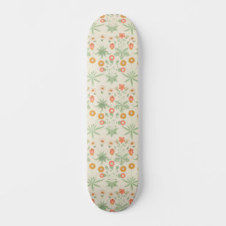 Skateboard William Morris Naranja, patrón de margarita rosa y