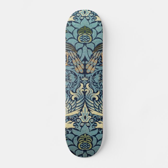 Skateboard William Morris Peacock and Dragon Woven Design (Anverso)