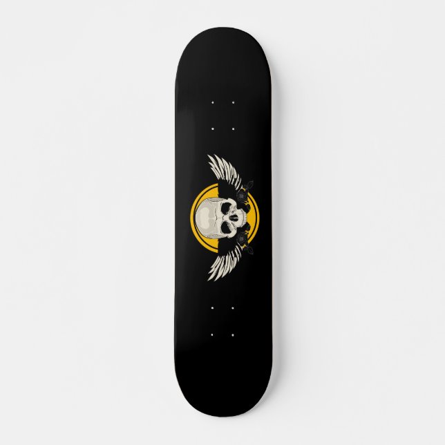 Skateboard Wing Skull - AMARILLO (Anverso )