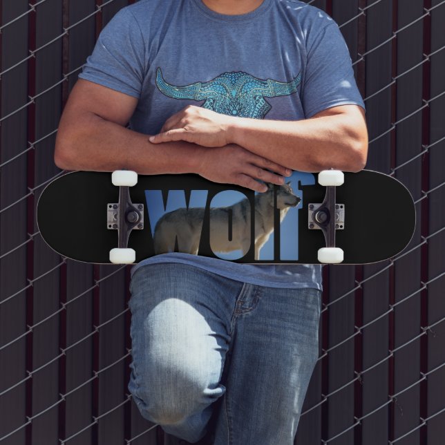 Skateboard Wolf Animal Simple Modern Blue Sky Photograph (Exterior 3)